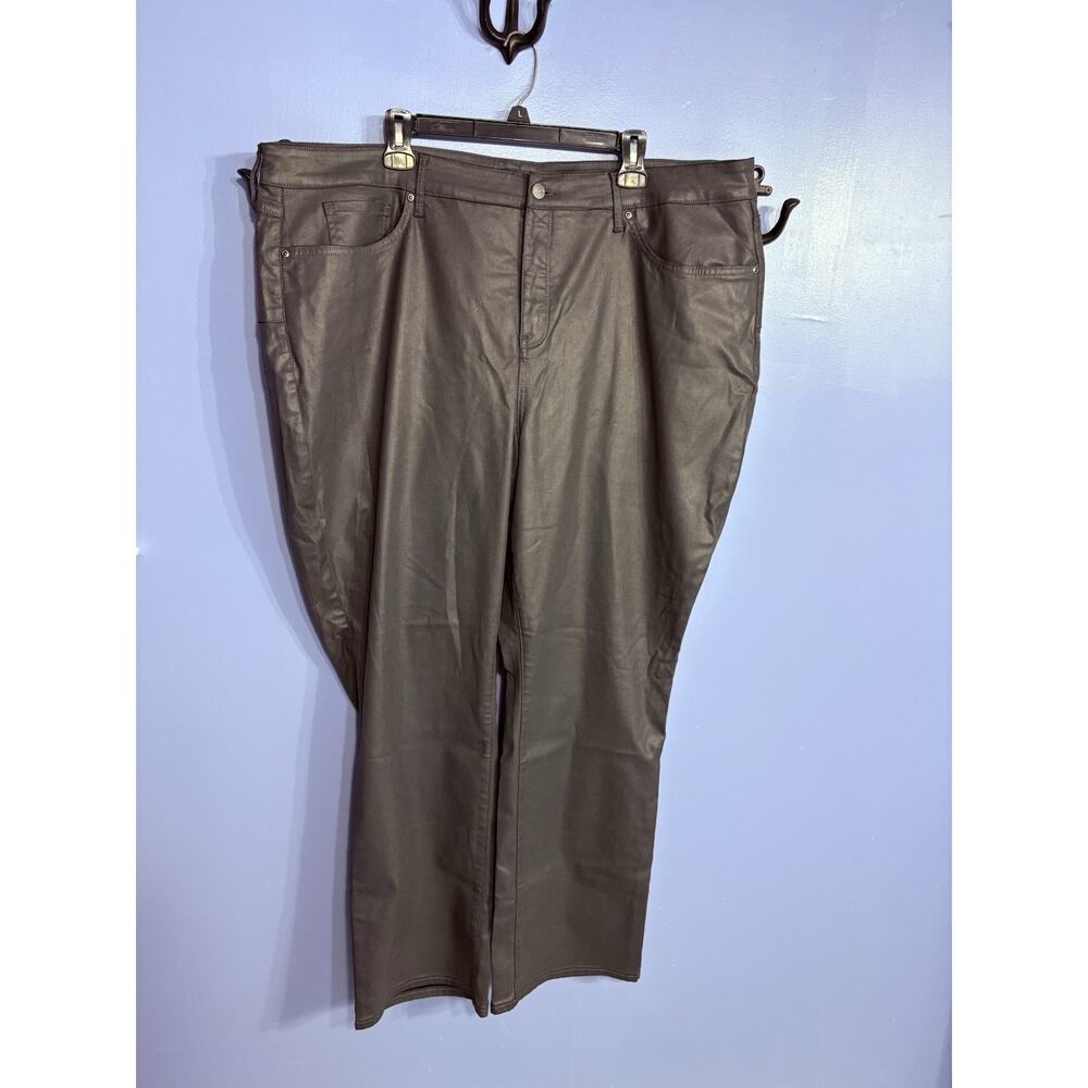 NYDJ Marilyn Straight Lift Tuck Gray Coated Denim Size 26W